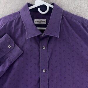 Robert Graham Button Down Shirt Mens‎ Size 36/37 Tall Purple Paisley Long Sleeve